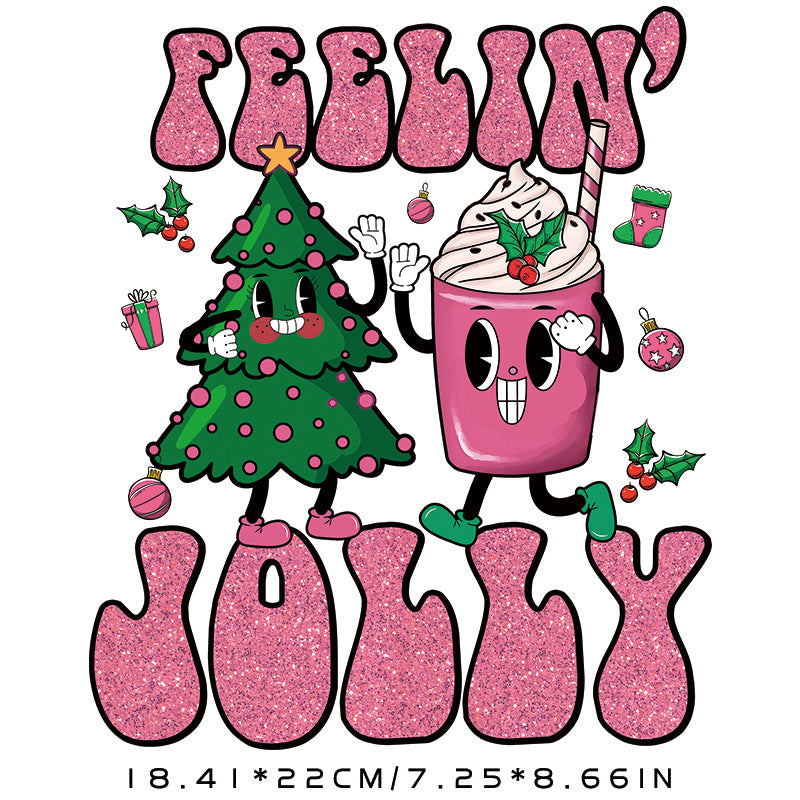 Wholesale  Christmas Hot Stamping Pattern Sticker T-shirt Printing Hot Stamping Heat Transfer in stock Pattern Hot Stamping